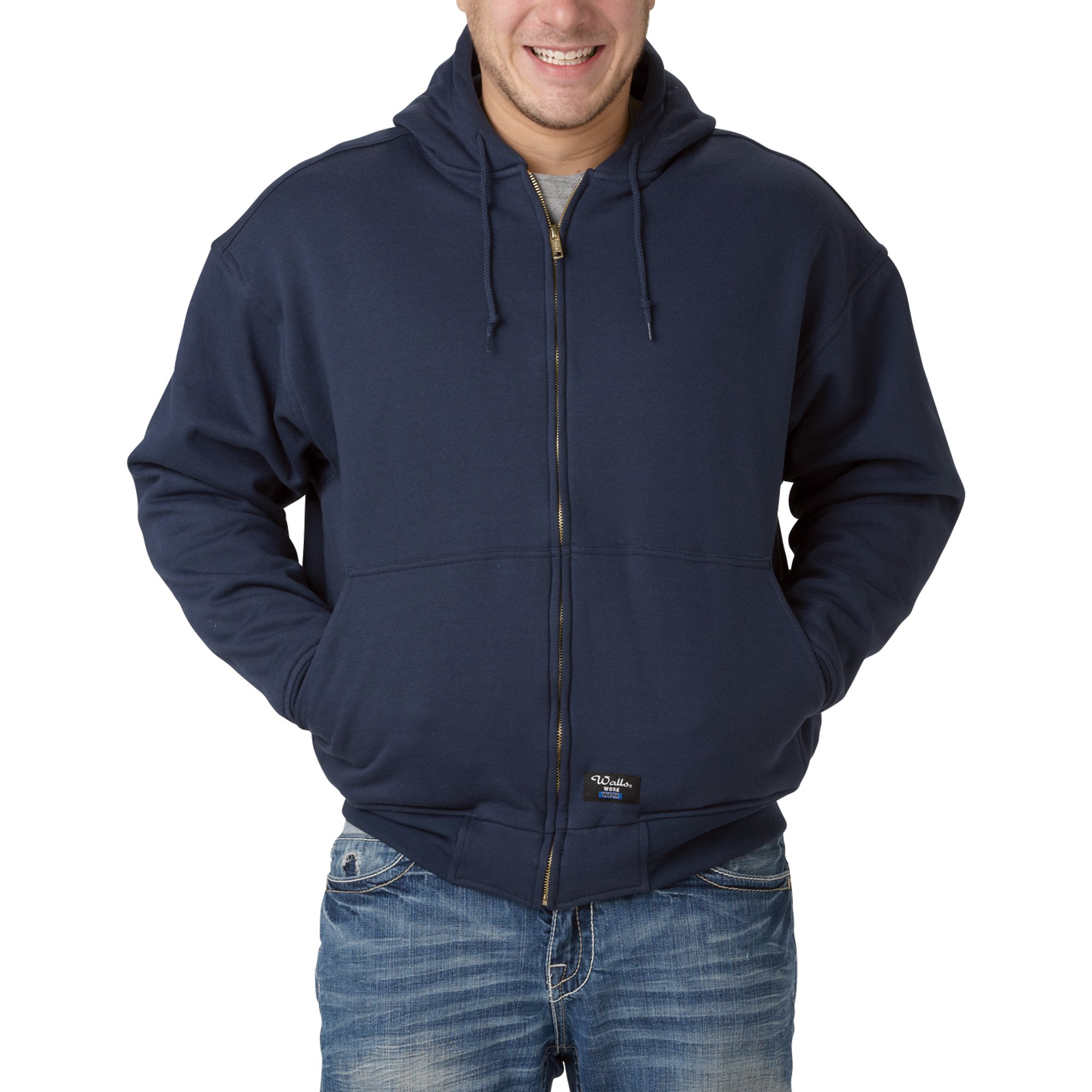 Walls Zip-Up Hooded Sweatshirt Jacket — Navy, Medium, Model# K35107J